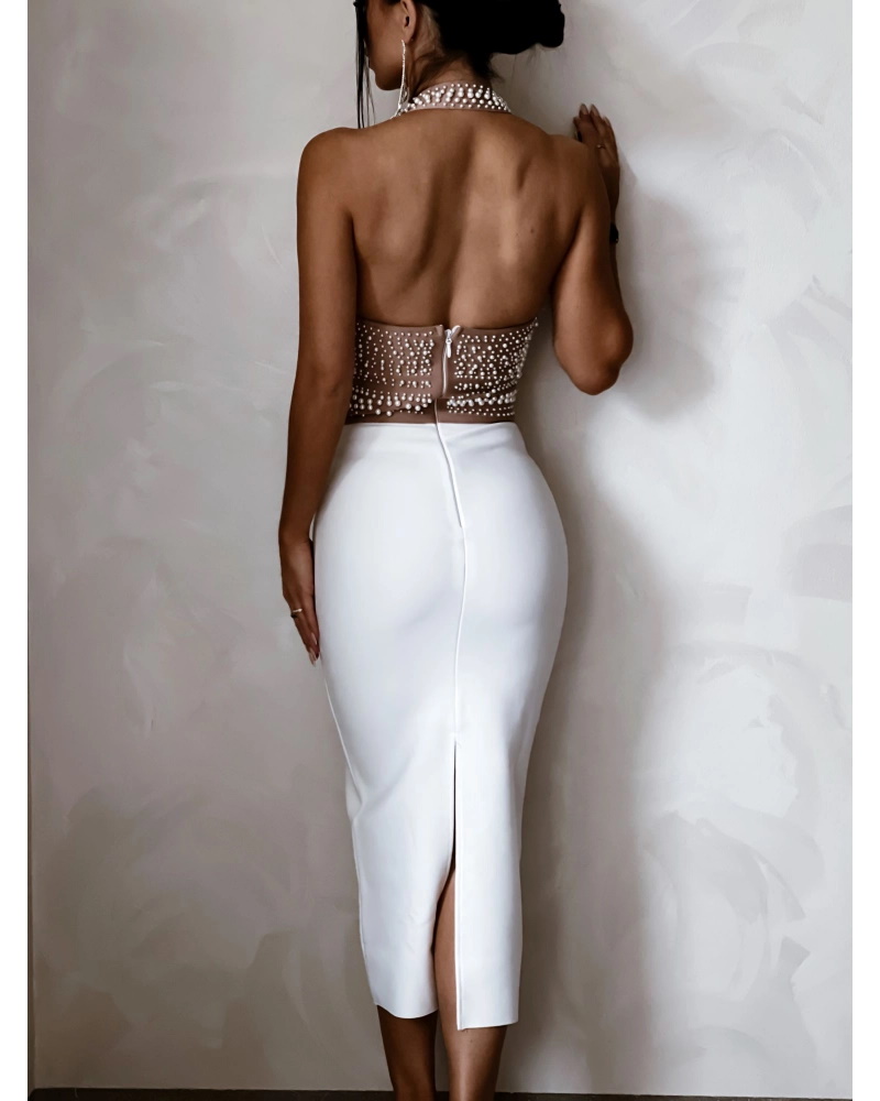 Šaty Aressa bílo-mocca - Velikost: M, Barva: bílá