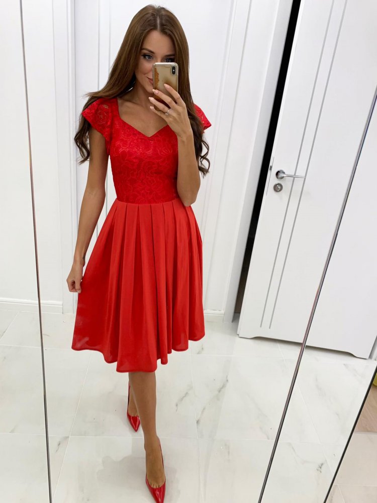 Šaty Paula červené - Velikost: S, Barva: červená