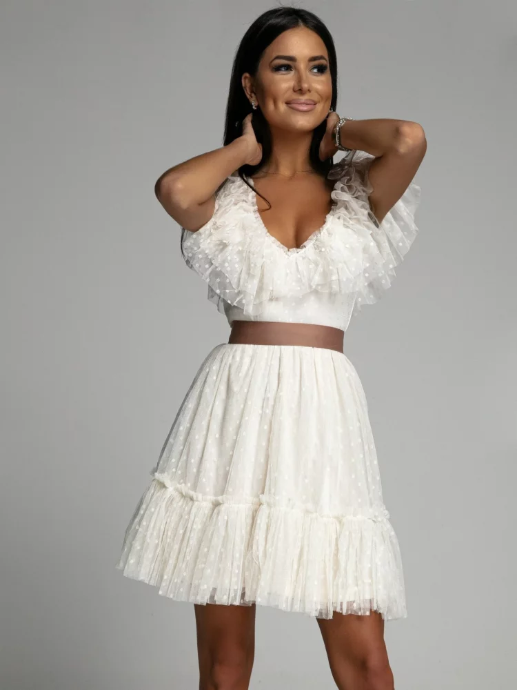 Šaty Marcela krátké bílé - Velikost: M, Barva: bílá