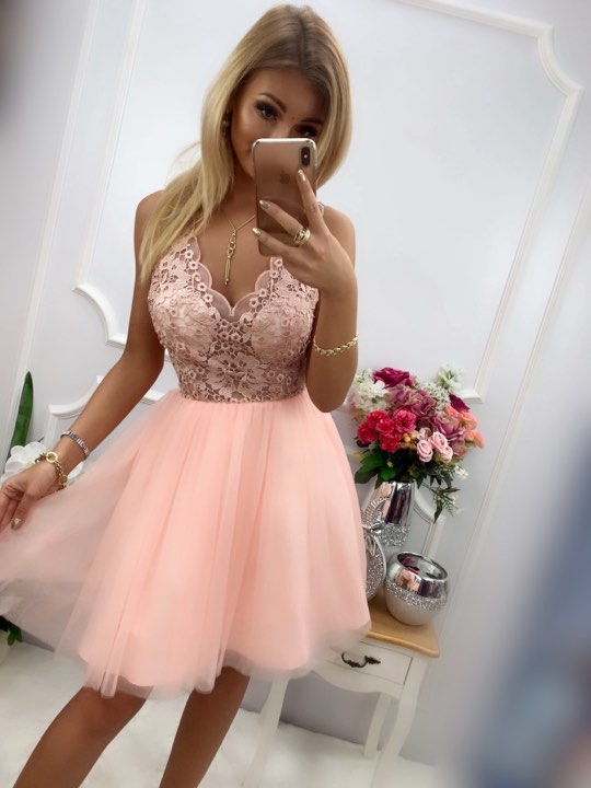 Šaty Samantha světle růžové - Velikost: M, Barva: pudrová