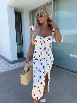 Šaty Simona bílé s třešněmi