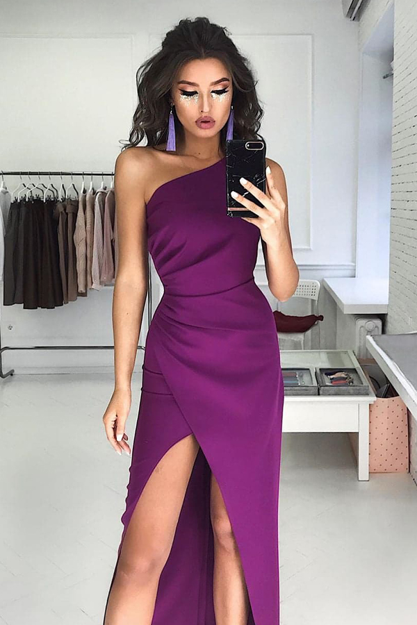 Šaty Grace purpurové - Velikost: M, Barva: purpurová