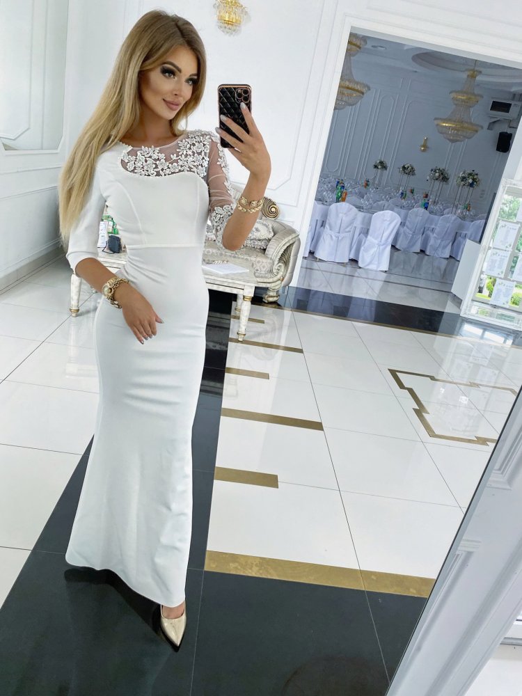 Šaty Karen dlouhé  bílé - Velikost: L